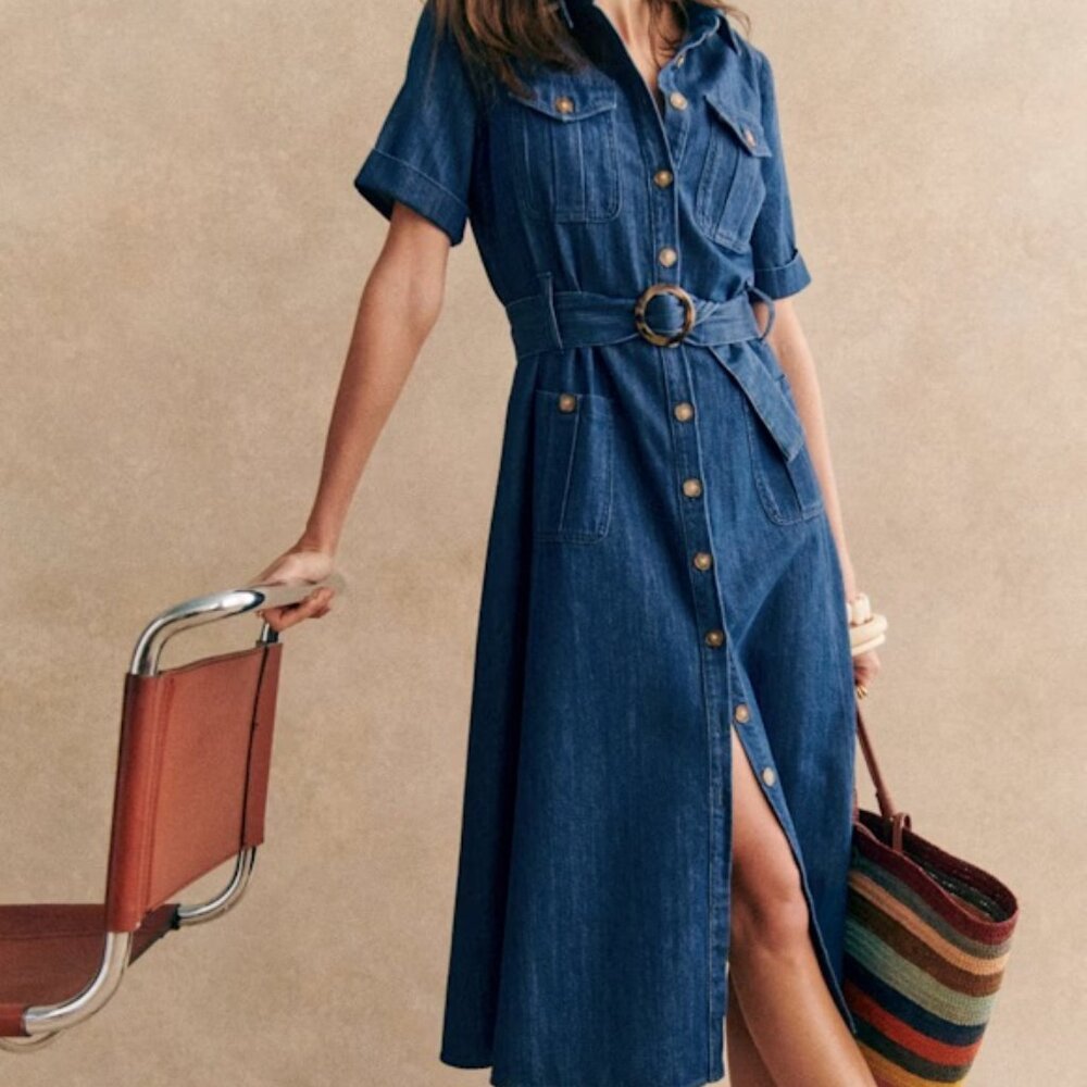 Sezane Blue Midi Dress